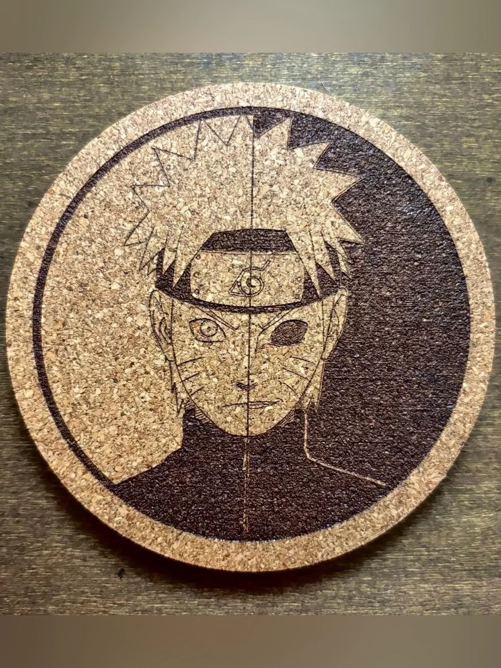 Naruto Dark Naruto Laser Engraved Cork Coaster